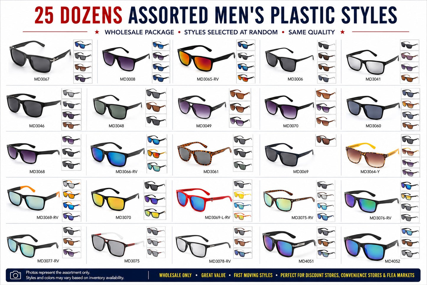 Men's Plastic Mix Wholesale Sunglasses