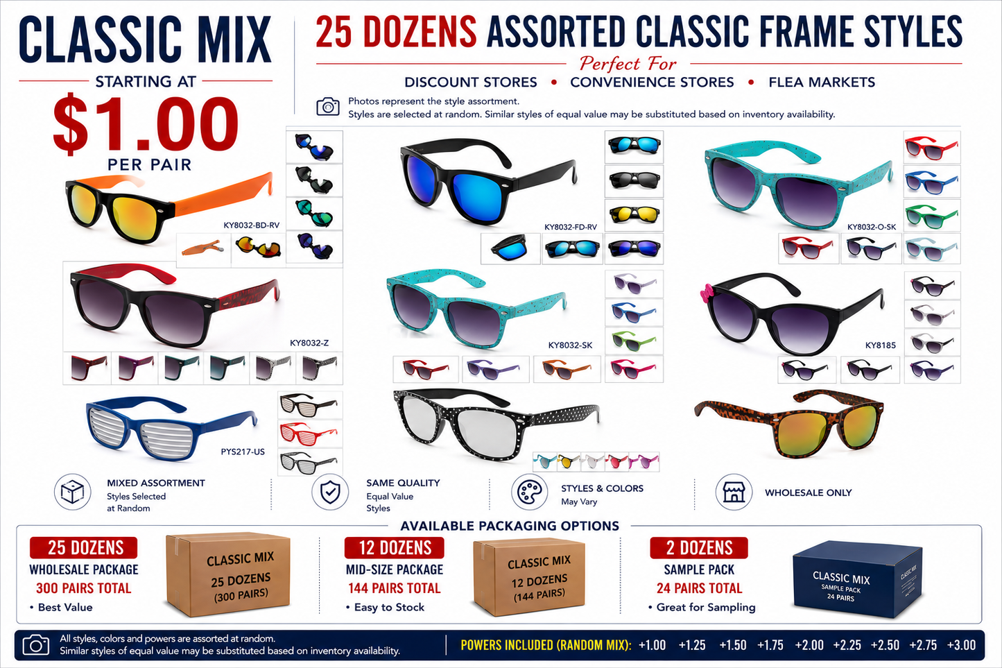 CLASSIC MIX – Assorted Classic Frame Sunglasses